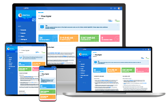 Pime Digital disponible en computadora, laptop, tablet y smartphone
